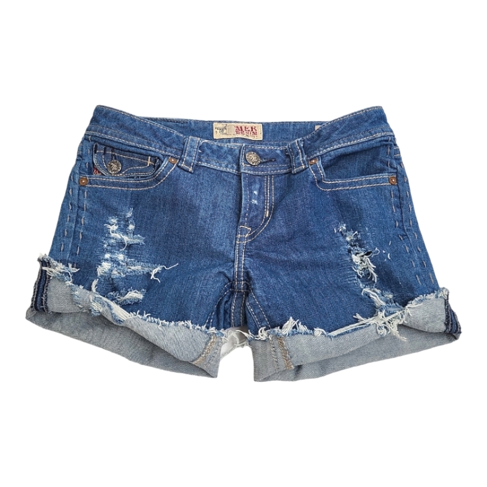 MEK Denim Grungecore Jean Shorts Cut Offs Distressed Westerncore Festival